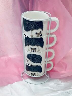 Hedgehog Mugs Stackable set of 4